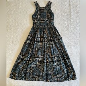 Ulla Johnson Blue Batik Dress. Midi. Pockets.
